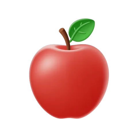 Fresh red apple with green leaf isolated clipart for food graphics and healthy lifestyle designs PNG