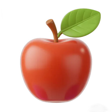 Fresh red apple with green leaf isolated clipart for food graphics and healthy lifestyle designs PNG