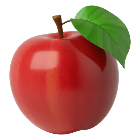 Fresh red apple with green leaf isolated on transparent background for marketing and design PNG