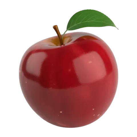Fresh red apple with green leaf isolated on transparent background for food graphics and marketing PNG