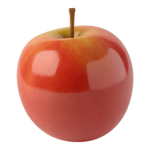 Fresh red apple with green stem isolated on transparent background for food graphics and marketing PNG