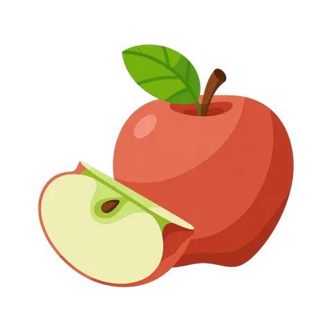 Fresh red apple with slice cut out isolated graphic element for food blog or healthy lifestyle design PNG