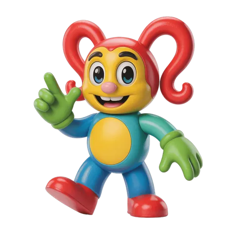 Friendly cartoon character waving in vibrant colors for cheerful designs PNG