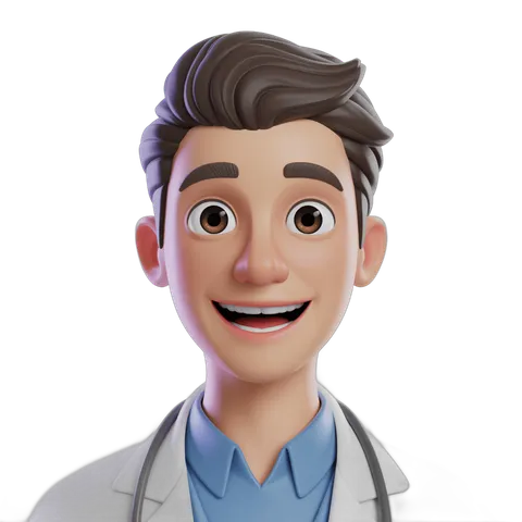 Friendly cartoon doctor character with stethoscope for medical illustrations and presentations PNG