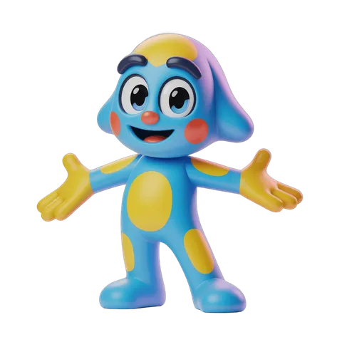 Friendly cartoon dog character with arms welcoming pose isolated transparent background PNG