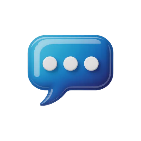 Glossy 3d speech bubble icon with three dots for chat conversation design projects PNG