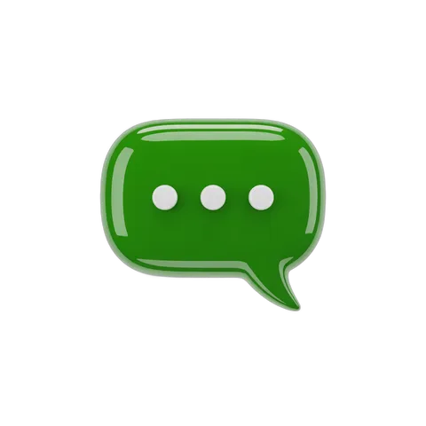 Glossy green speech bubble chat icon isolated transparent background clipart graphic element PNG