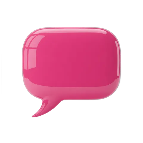 Glossy pink speech bubble graphic element for presentations and social media designs PNG