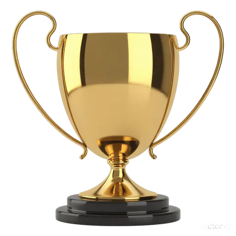 Gold trophy cup award icon for achievement success celebration event clipart PNG