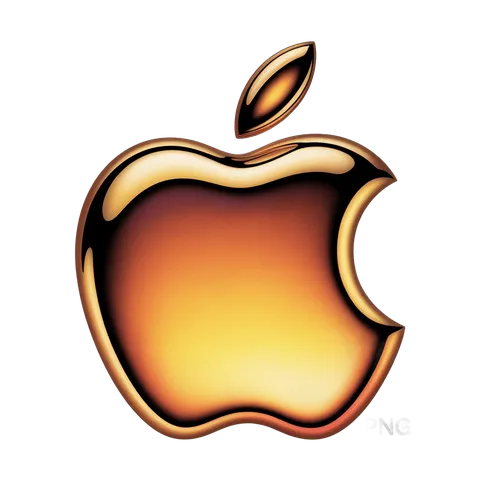Golden apple logo isolated clipart graphic element for branding and corporate design PNG