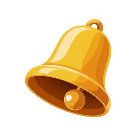 Golden bell notification icon for alerts events holidays and celebrations PNG