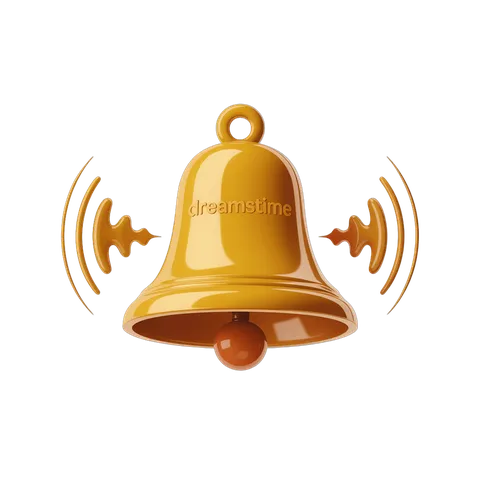 Golden bell notification sound effect graphic for alerts events presentations and web design PNG