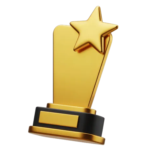 Golden star trophy award icon for achievement recognition presentation events clipart PNG