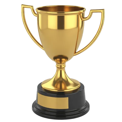 Golden trophy cup award icon for achievement success celebration presentation clipart PNG
