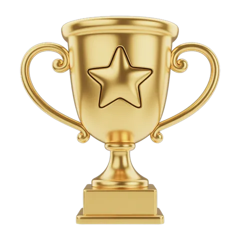 Golden trophy with star award cup for achievement success presentation event clipart PNG