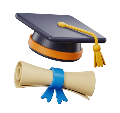 Graduation celebration 3d icon with diploma scroll for educational events and awards ceremonies PNG