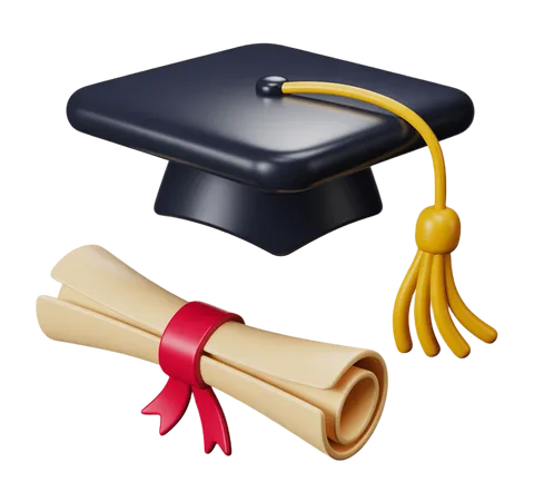 Graduation celebration illustration with diploma and cap for academic achievement icons PNG