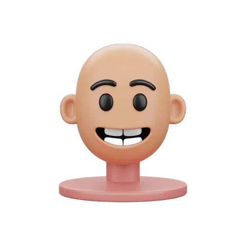 Happy cartoon bald man head clipart isolated on transparent background for presentations and designs PNG