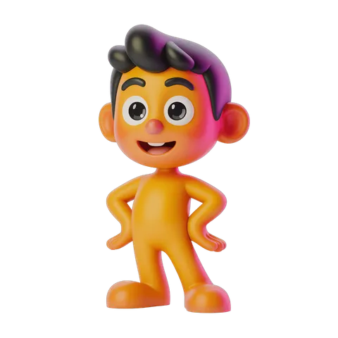Happy cartoon boy character isolated transparent background clipart PNG