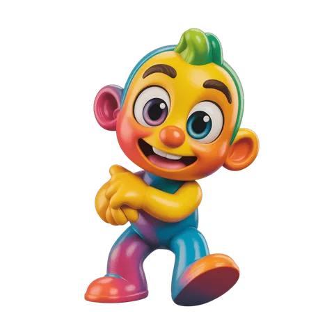 Happy cartoon boy character running with arms crossed isolated transparent background PNG