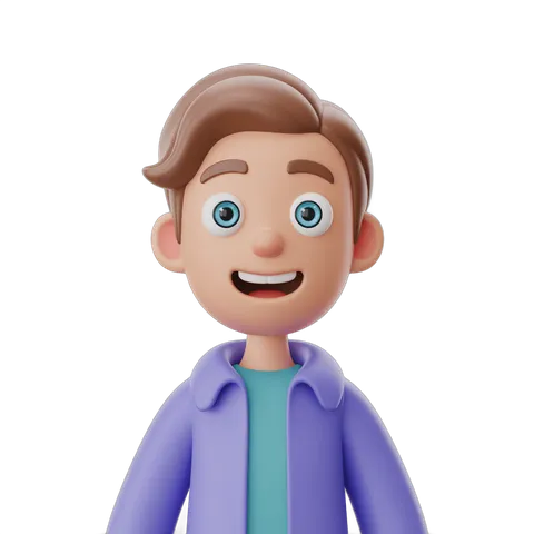 Happy cartoon boy character with light hair smiling for cheerful illustrations and presentations PNG