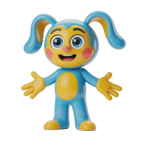 Happy cartoon bunny character with arms outstretched for cheerful designs PNG