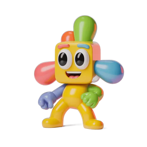 Happy cartoon character holding colorful balloons for children party decoration PNG