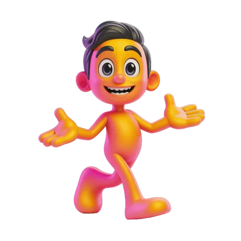 Happy cartoon character running with arms outstretched for cheerful animation projects PNG