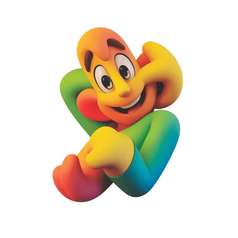 Happy cartoon character sitting cheerfully isolated transparent background PNG
