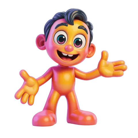 Happy cartoon character welcoming with arms outstretched isolated clipart PNG