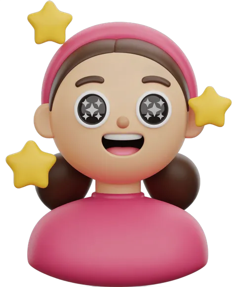 Happy cartoon girl with stars celebrating joyful birthday party event PNG