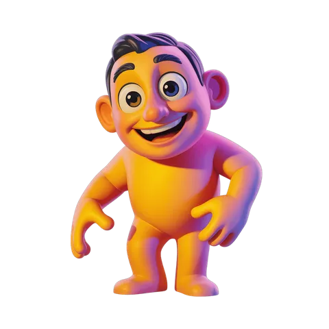 Happy cartoon man character 3d illustration for cheerful presentations and branding PNG