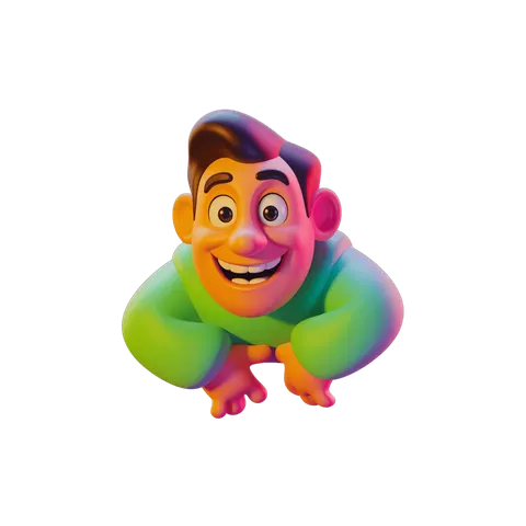 Happy cartoon man character isolated clipart for presentations and marketing designs PNG