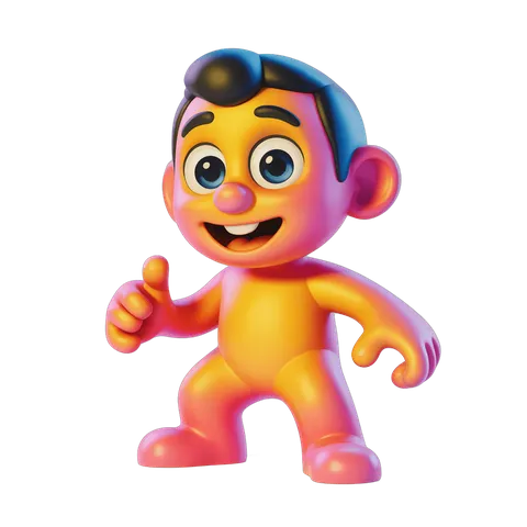 Happy cartoon monkey character giving thumbs up isolated transparent background PNG