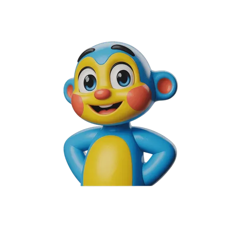 Happy cartoon monkey character with arms crossed isolated transparent background clipart PNG
