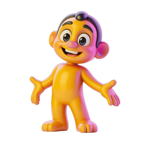 Happy cartoon monkey character with arms outstretched isolated clipart PNG