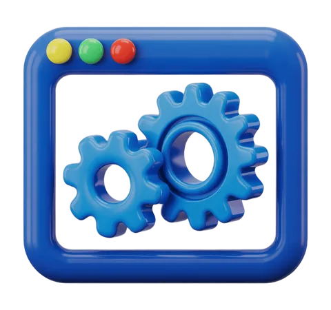 Interlocking blue gears graphic element for technology business presentations and app interfaces PNG