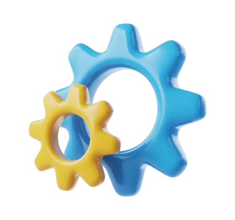 Interlocking colorful gears graphic element for business presentations and marketing materials PNG