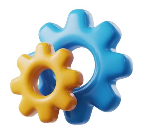Interlocking colorful gears graphic element for business presentations and marketing designs PNG