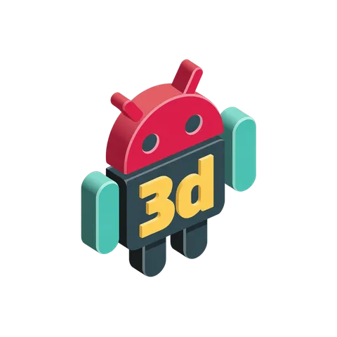 Isolated 3d android robot mascot icon with transparent background for app mobile graphic design PNG