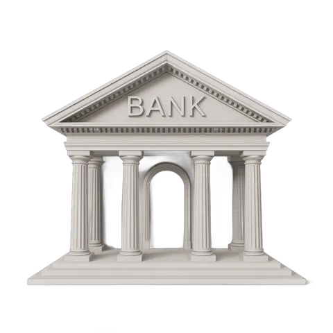 Isolated 3d bank building illustration clipart graphic element for financial business presentations PNG