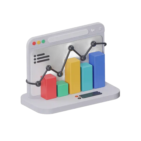 Isolated 3d bar and line chart graphic element for business analytics and growth reports PNG