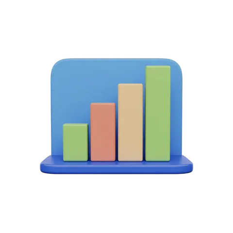 Isolated 3d bar chart clipart with increasing growth bars for business presentations and reports PNG