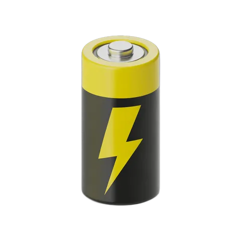 Isolated 3d battery icon with lightning bolt for energy tech graphics and presentations PNG