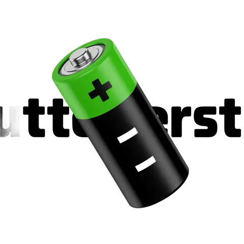 Isolated 3d cartoon battery icon with green plus sign for eco friendly energy graphics PNG