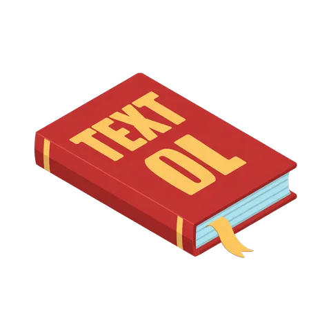 Isolated 3D clipart book illustration with bold text overlay for digital design projects PNG