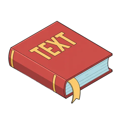 Isolated 3d clipart illustration of a red book labeled text for educational and editorial designs PNG