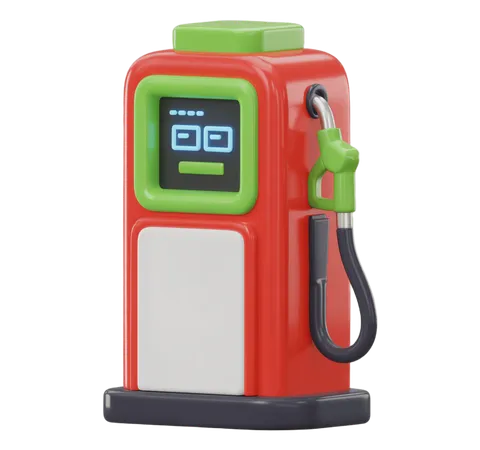 Isolated 3d gas pump icon with digital display for fuel station graphics and illustrations PNG
