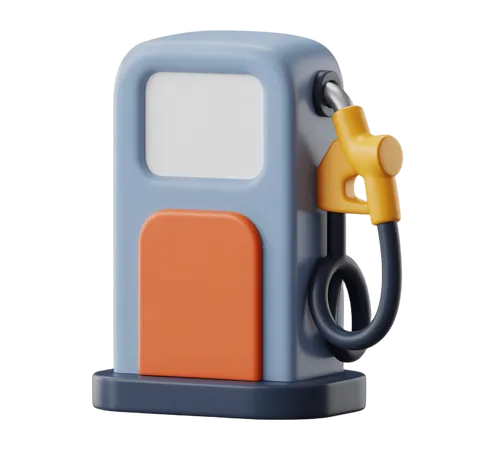 Isolated 3d gas pump icon with yellow handle for fuel station graphics and illustrations PNG
