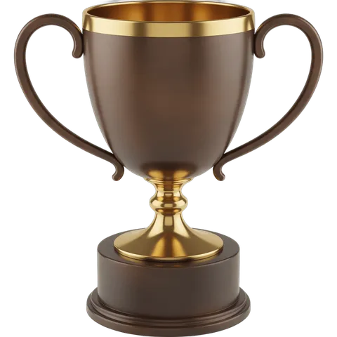Isolated 3d trophy cup with gold accents for awards ceremony or competition winner graphic PNG